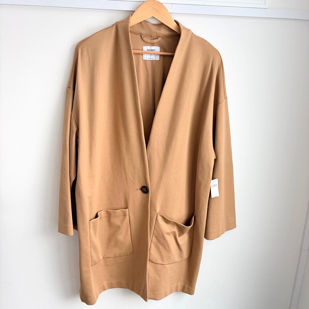 Old Navy NWT Long Line‎ Cardi Coat XL Jacket Tan Camel Oversized Stretch Capsule